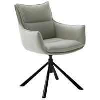 ARMLEHNSTUHL  in Eisen beschichtet  - Hellgrau/Schwarz, Design, Textil/Metall (60/90/65cm) - Novel