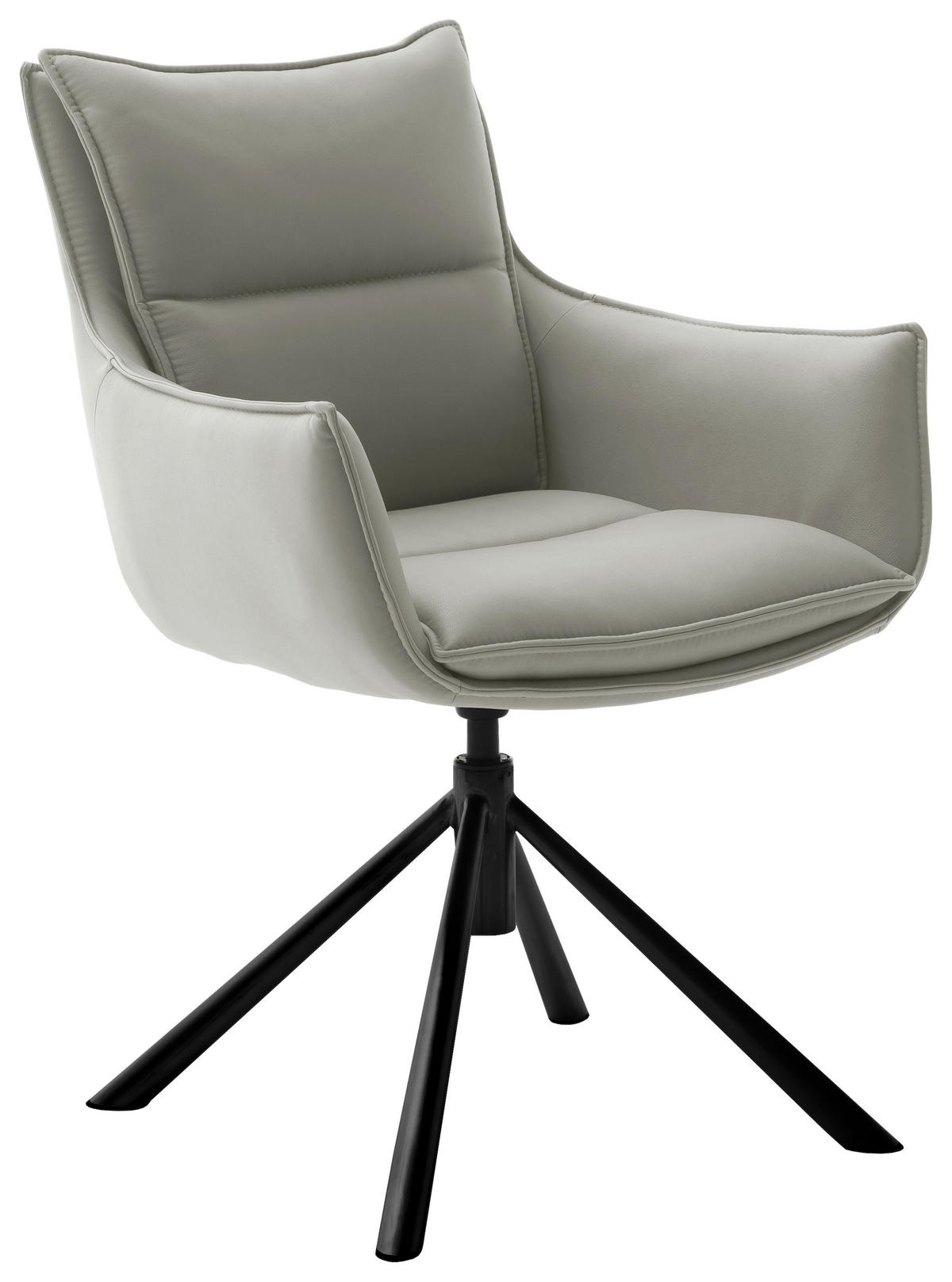 ARMLEHNSTUHL  in Eisen beschichtet  - Hellgrau/Schwarz, Design, Textil/Metall (60/90/65cm) - Novel