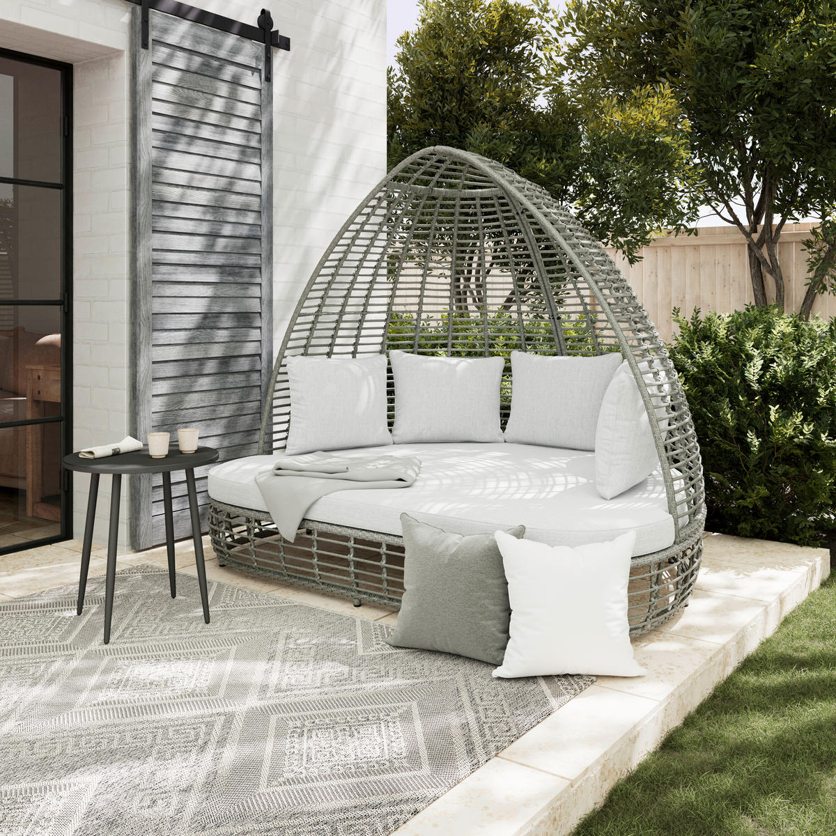 SONNENINSEL 198/168/168 cm Aluminium  - Dunkelgrau/Hellgrau, MODERN, Kunststoff/Textil (198/168/168cm) - Ambia Garden