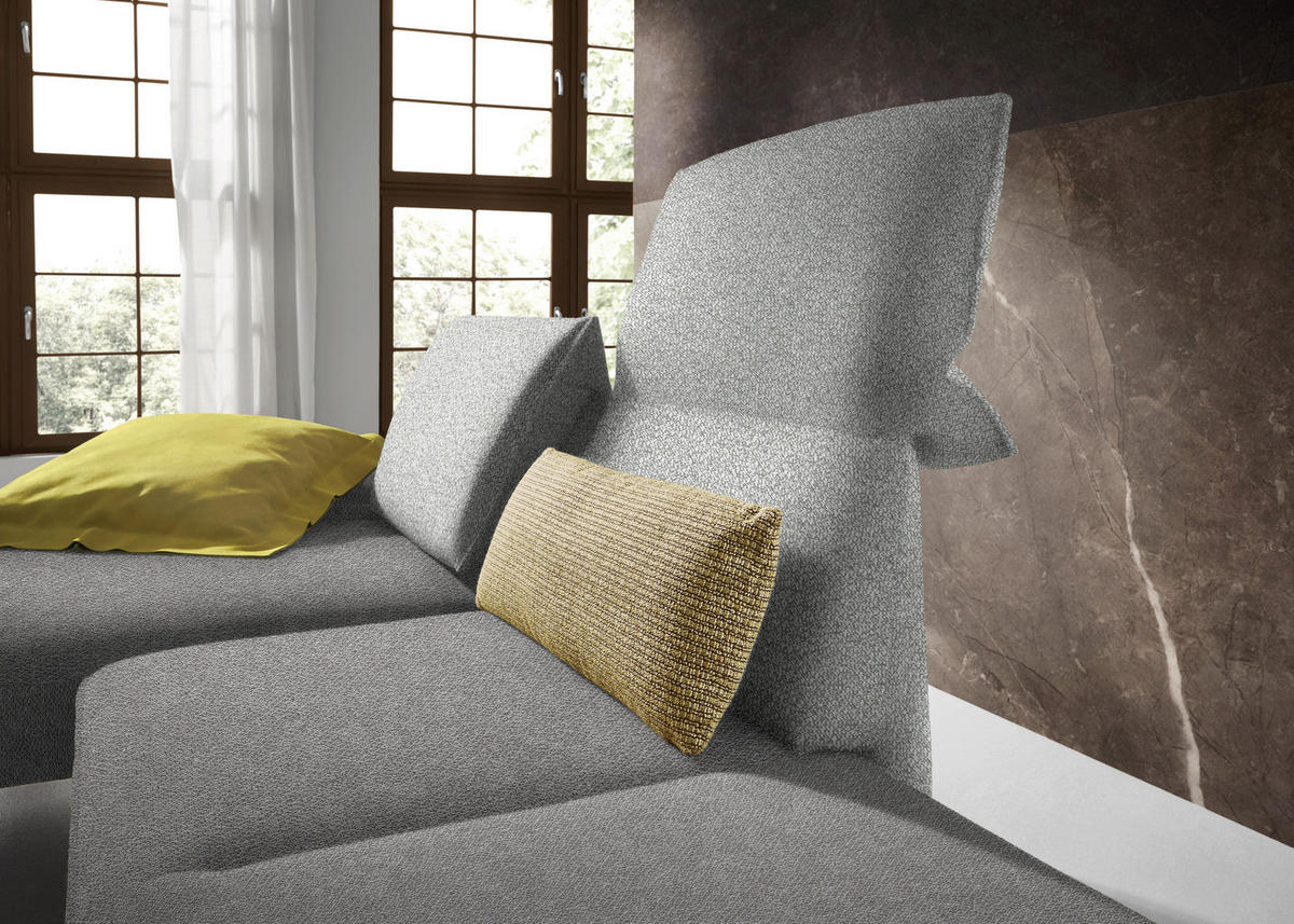 ECKSOFA in Flachgewebe Hellgrau  132/240 cm  - Chromfarben/Hellgrau, Design, Holz/Textil (132/240cm) - Koinor
