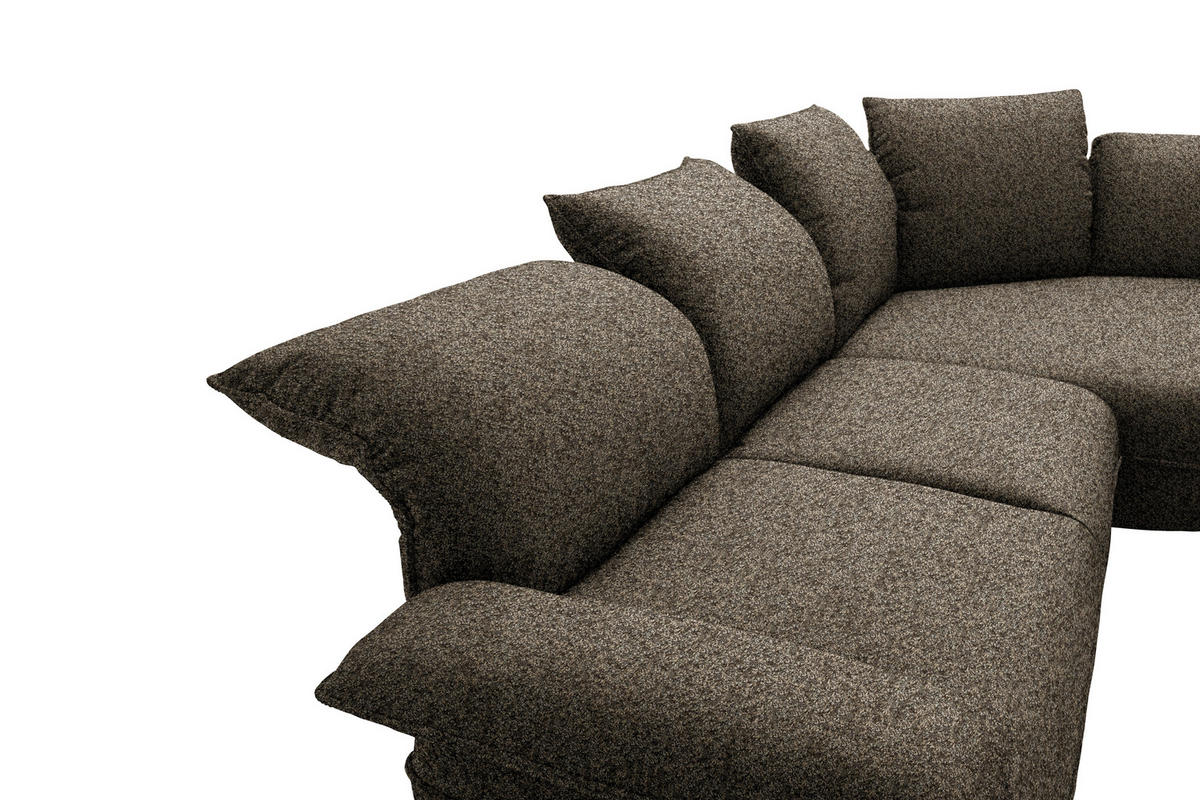 ECKSOFA Chenille Braun  - Schwarz/Braun, Design, Kunststoff/Textil (343/154cm) - Koinor