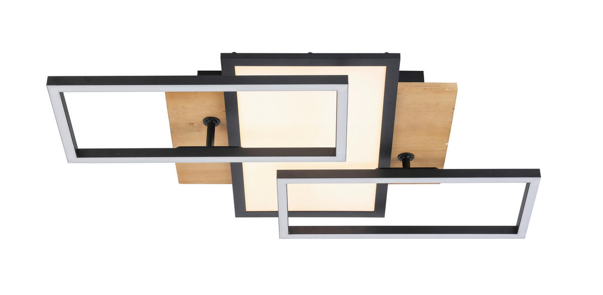 LED-DECKENLEUCHTE    35/56/10 cm  - Schwarz/Naturfarben, Trend, Holz/Kunststoff (35/56/10cm) - Novel