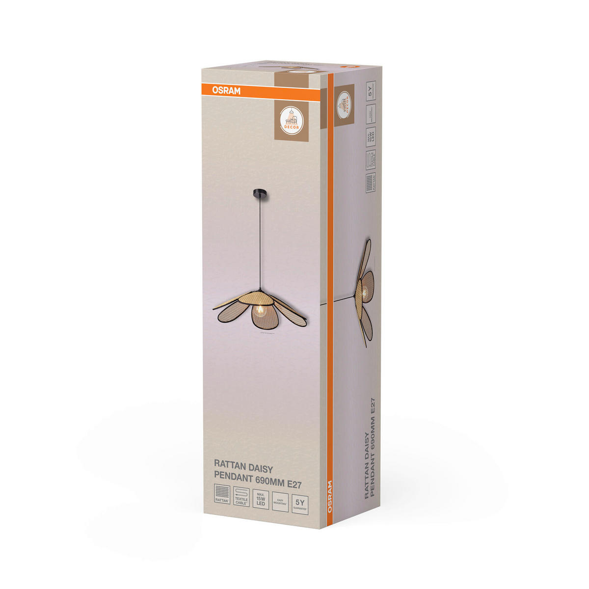 HÄNGELEUCHTE 69/124,5 cm  - Beige, Basics, Holz/Metall (69/124,5cm) - Osram
