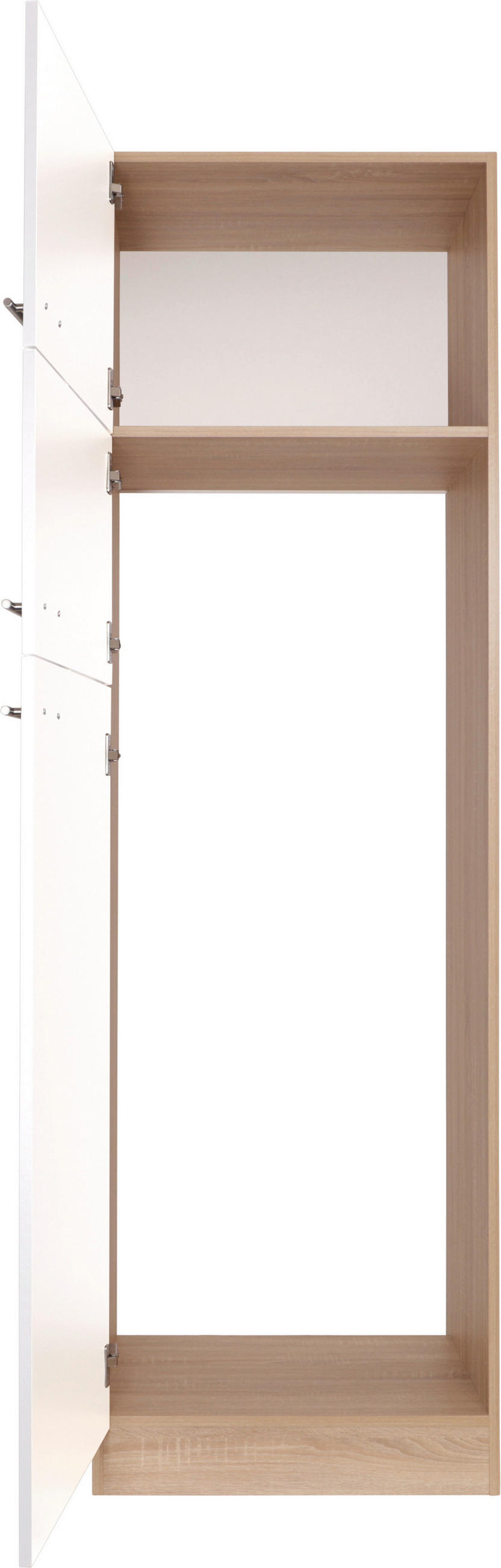 GERÄTEUMBAUSCHRANK 60/200/60 cm  in Weiß, Eichefarben  - Eichefarben/Silberfarben, Basics, Holzwerkstoff/Metall (60/200/60cm) - Respekta