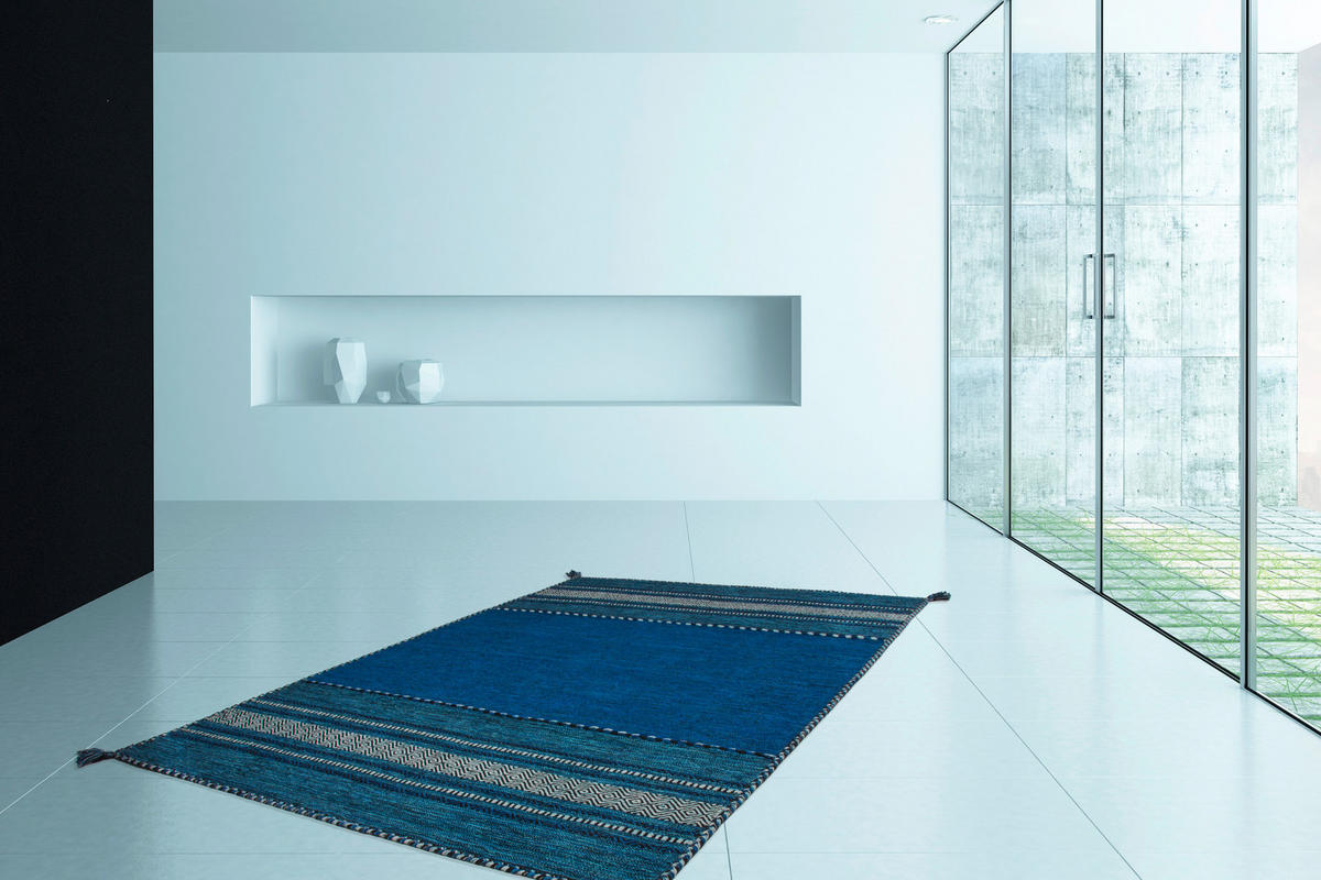FLACHWEBETEPPICH 120/170 cm Blau  - Blau, Basics, Textil (120/170cm) - Novel
