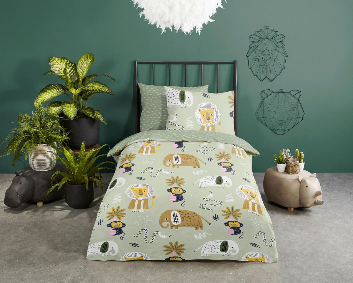 KINDERBETTWÄSCHE 140/200 cm  - Mintgrün/Grün, Basics, Textil (140/200cm)