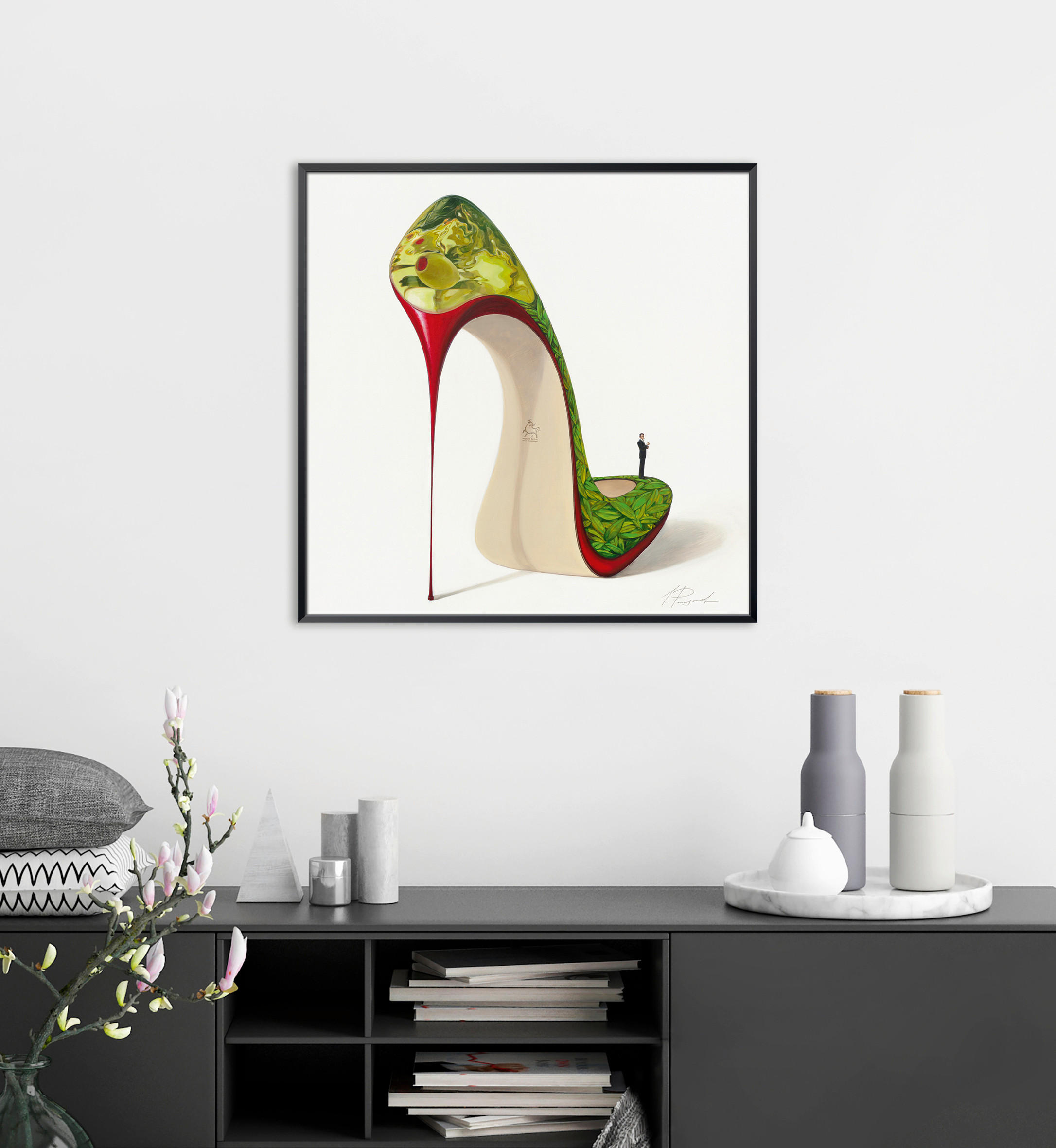 KUNSTDRUCK Frauen 50/50 cm  - Rot/Weiß, Basics, Papier (50/50cm) - Monee