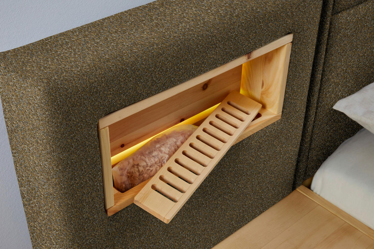 BOXSPRINGBETT 180/200 cm  in Eichefarben, Olivgrün  - Eichefarben/Olivgrün, Natur, Holz/Textil (180/200cm) - Valnatura