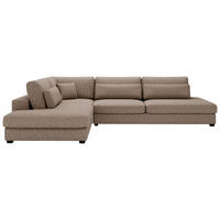 ECKSOFA in Plüsch, Bouclé Hellbraun  - Hellbraun/Schwarz, Design, Kunststoff/Textil (244/332cm) - Livetastic