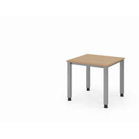 SCHREIBTISCH 80/80/68,5-81 cm Silberfarben, Eichefarben  - Eichefarben/Silberfarben, Basics, Holzwerkstoff/Metall (80/80/68,5-81cm) - Venda