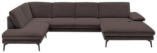 WOHNLANDSCHAFT Dunkelbraun Webstoff  - Dunkelbraun/Schwarz, Design, Textil/Metall (208/344/180cm) - Dieter Knoll