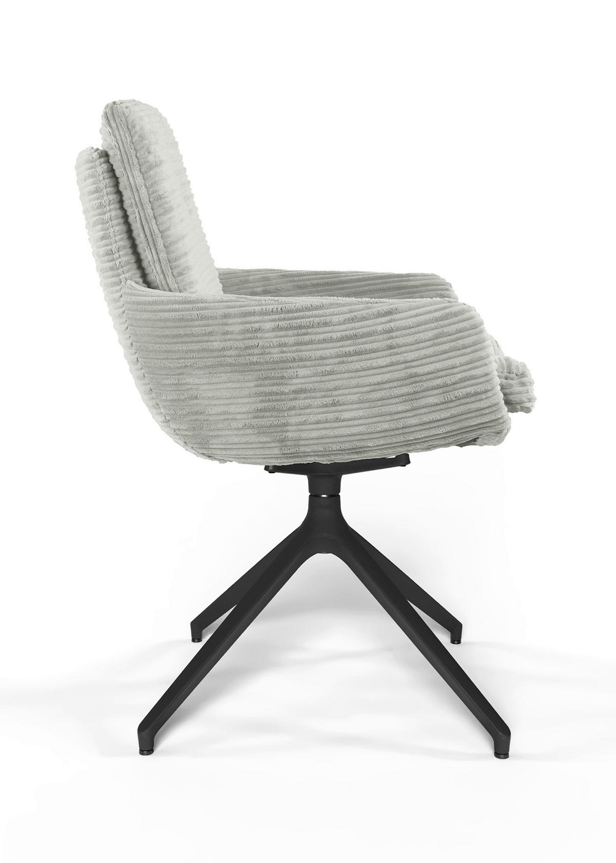 ARMLEHNSTUHL  Beinauswahl, Sitzfläche 360° drehbar, Stoff-/Lederauswahl gerippt  Naturfarben  - Schwarz/Naturfarben, Design, Textil/Metall (60/91/62cm) - Valdera