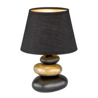 STOLNÁ LAMPA, E14, 17/24 cm  - čierna/zlatá, Basics, textil/keramika (17/24cm)