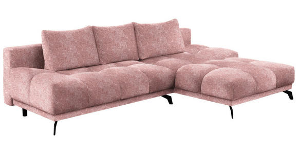 ECKSOFA in Chenille Altrosa  - Schwarz/Altrosa, MODERN, Textil/Metall (290/182cm) - Hom`in