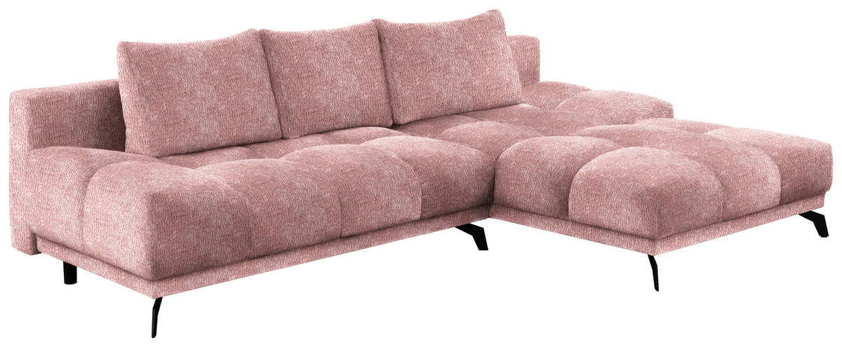 ECKSOFA in Chenille Altrosa  - Schwarz/Altrosa, Modern, Textil/Metall (290/182cm) - Hom`in