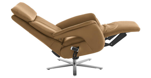RELAXSESSEL in Leder Honig - Edelstahlfarben/Honig, Design, Leder/Metall (70/124/85cm) - Cantus