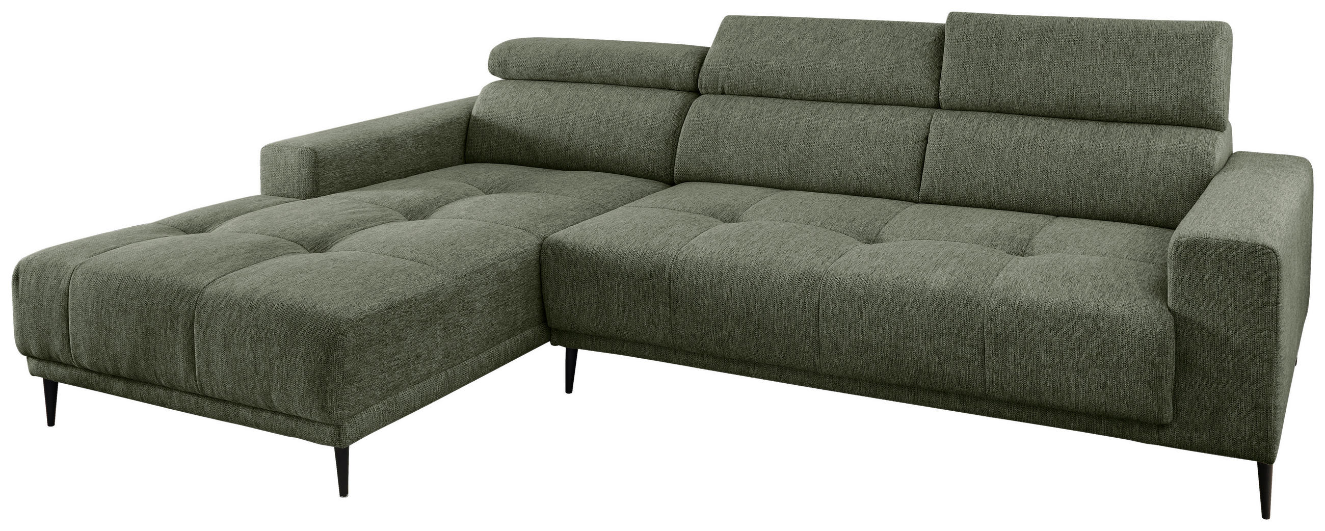 ECKSOFA Dunkelgrün Chenille  - Dunkelgrün/Schwarz, KONVENTIONELL, Textil/Metall (188/276cm) - Livetastic