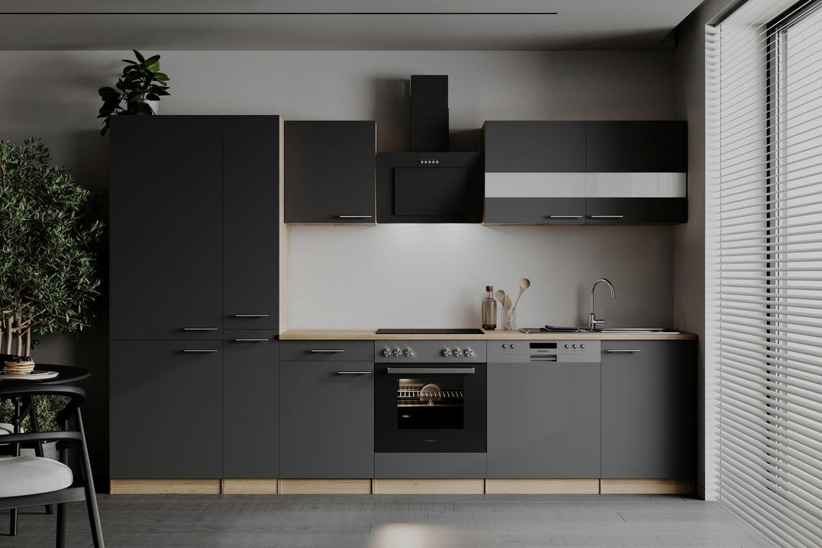 MODULKÖK UTAN VITVAROR 310 cm   i grå  - stålfärgad/grå, Basics, metall/trämaterial (310cm) - Respekta