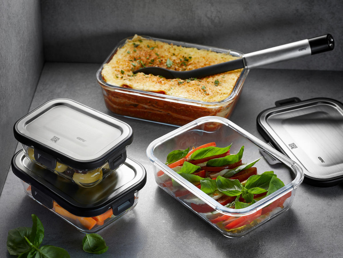 FRISCHHALTEDOSE MILO 1,5 L  - Edelstahlfarben/Transparent, KONVENTIONELL, Glas/Kunststoff (23,2/17,7/7,5cm) - Gefu