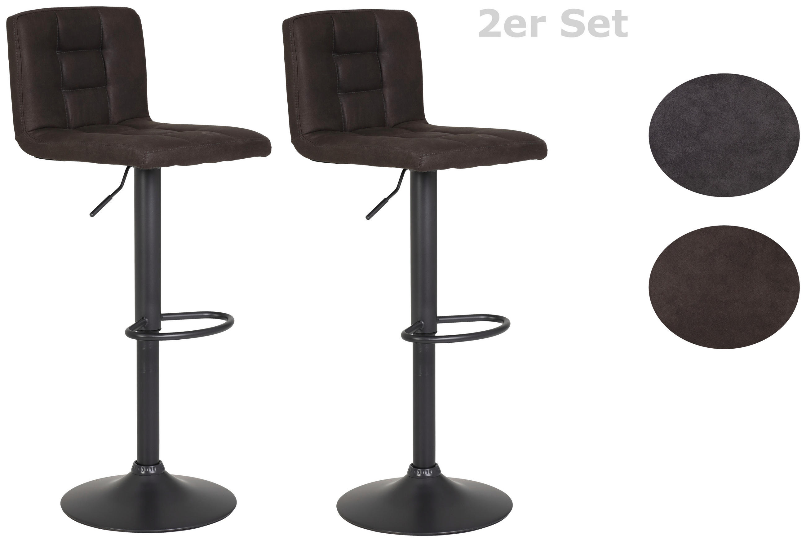 BARHOCKER-SET Mikrofaser Schlammfarben Stahl Sitzfläche 360° drehbar  - Schlammfarben/Dunkelgrau, MODERN, Textil/Metall (40/85/48cm) - MID.YOU