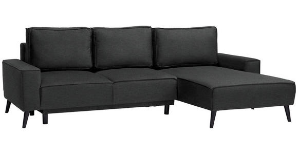 ECKSOFA in Velours Anthrazit  - Anthrazit/Schwarz, Basics, Holz/Textil (260/161cm) - Carryhome