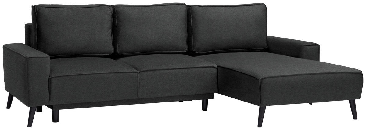 ECKSOFA in Velours Anthrazit  - Anthrazit/Schwarz, Basics, Holz/Textil (260/161cm) - Carryhome