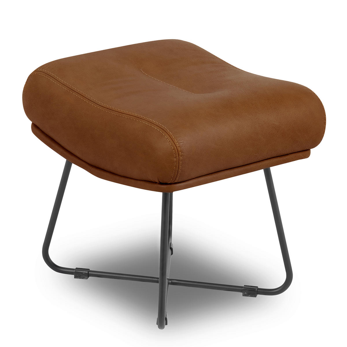 SESSELSET in Echtleder Cognac  - Cognac/Schwarz, Design, Leder/Metall (67/87/74cm) - Livetastic