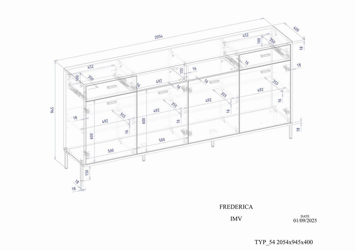 SIDEBOARD  205/94/40 cm 2 Schublade(n)  - Kaschmir/Eichefarben, Design, Holzwerkstoff/Metall (205/94/40cm) - MID.YOU