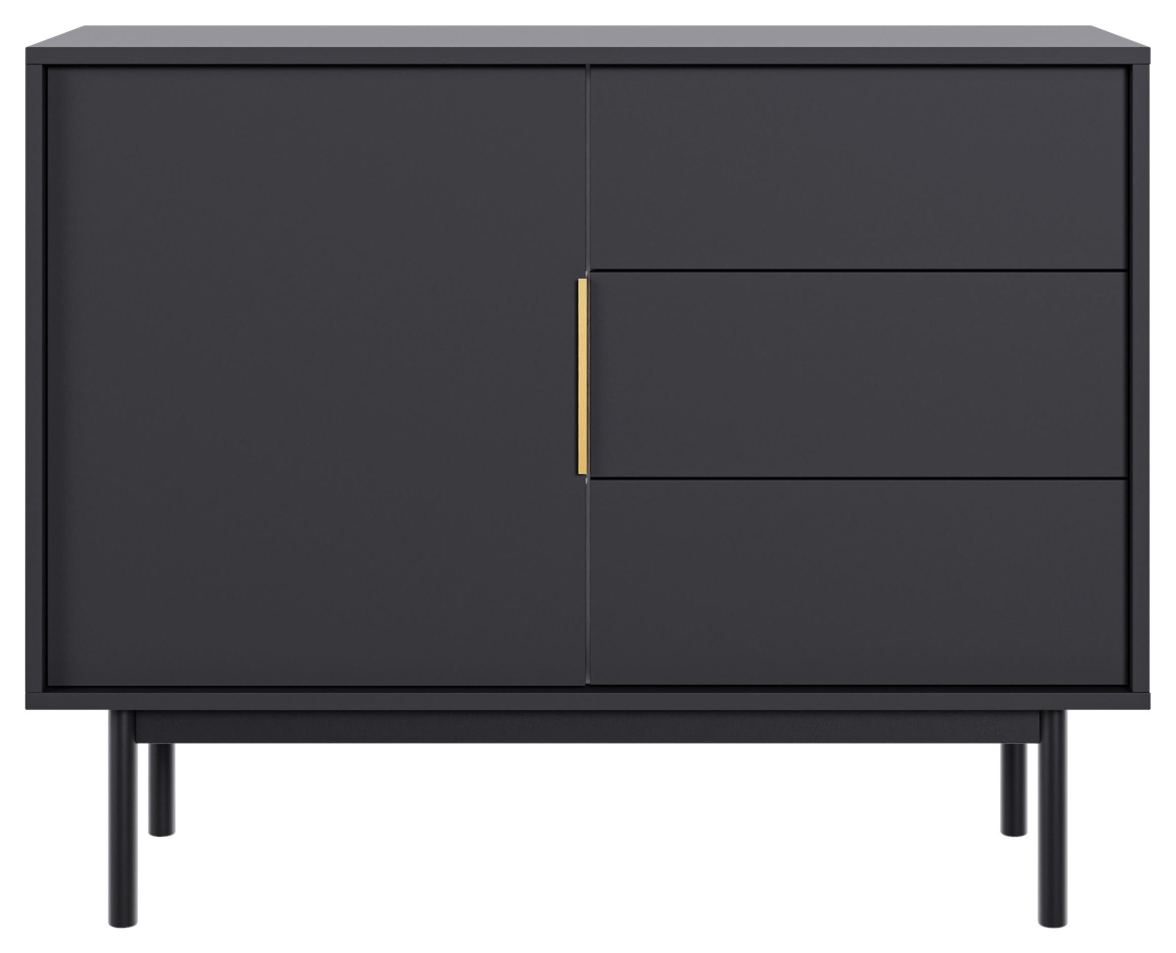 KOMMODE Viva  in 104/82/39 cm  - Goldfarben/Schwarz, Design, Holzwerkstoff/Metall (104/82/39cm) - Xora