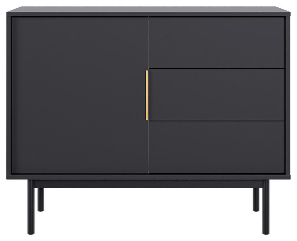 KOMMODE Viva  in 104/82/39 cm  - Goldfarben/Schwarz, Design, Holzwerkstoff/Metall (104/82/39cm) - Xora