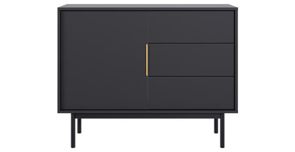 KOMMODE Viva, 104/82/39 cm, 3 Schublade(n)  - Goldfarben/Schwarz, Design, Holzwerkstoff/Metall (104/82/39cm) - Xora