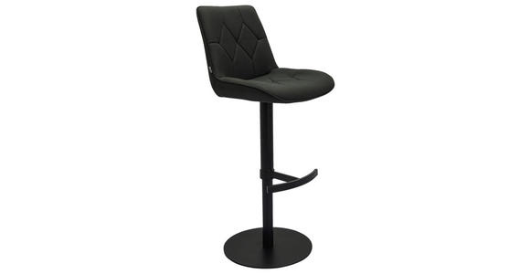 BARHOCKER Mikrofaser Schwarz Eisen Sitzfläche 360° drehbar, automatische Rückholfunktion - Schwarz, Design, Textil/Metall (44/97-114,5/54,5cm) - Novel