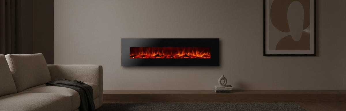 ELEKTROKAMIN - Schwarz, Design, Glas/Kunststoff (183/55/14cm) - Xora