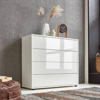 KOMMODE 79/73/33 cm  in Weiß, Weiß Hochglanz  - Weiß Hochglanz/Schwarz, MODERN, Holzwerkstoff/Kunststoff (79/73/33cm) - MID.YOU
