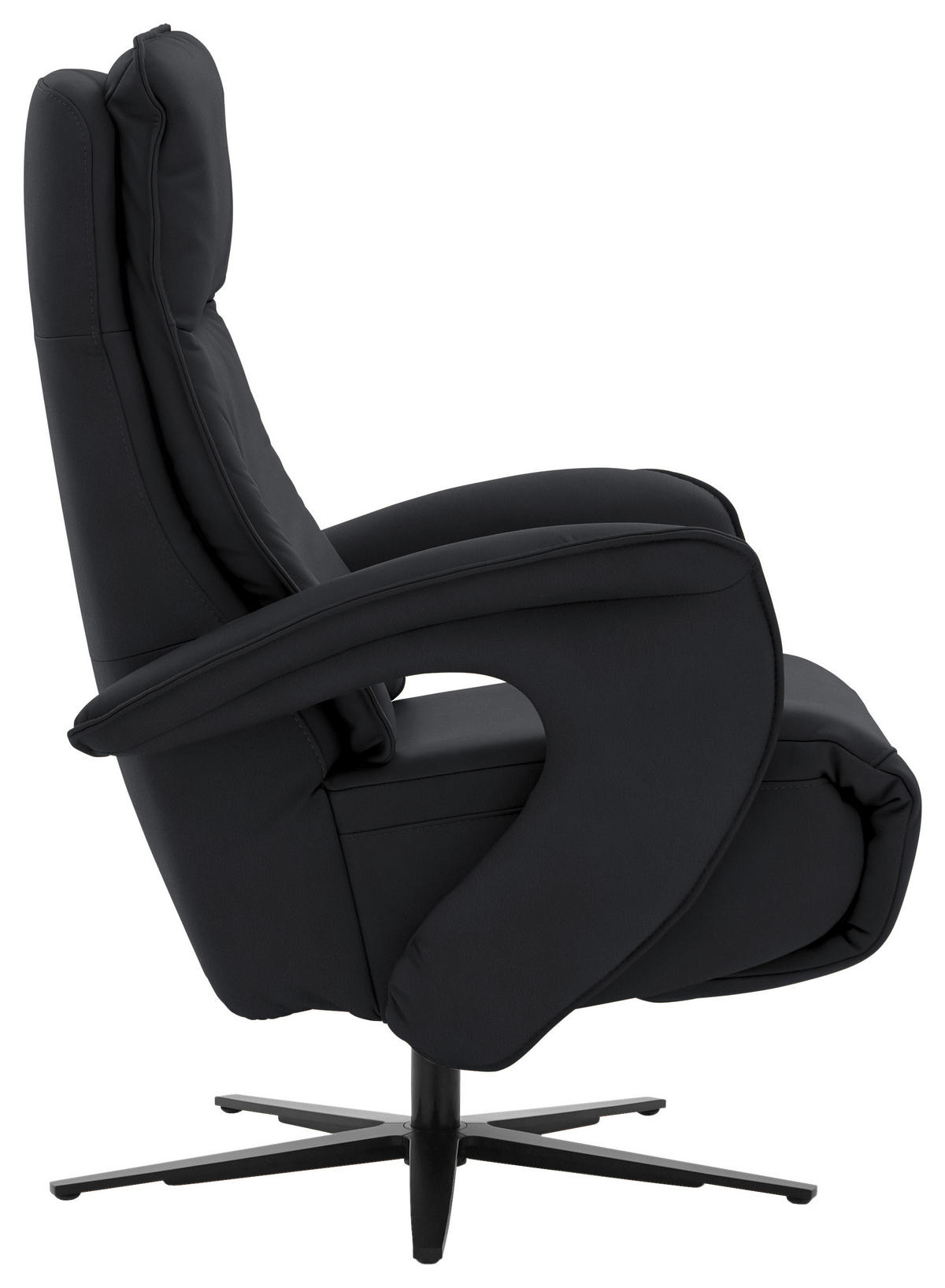 RELAXSESSEL in Leder Anthrazit  - Anthrazit/Schwarz, Design, Leder/Metall (77/110/87cm) - Valdera