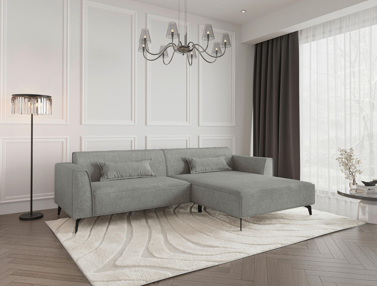 ECKSOFA  in Chenille Hellbraun  300/190 cm  - Hellbraun/Schwarz, MODERN, Textil/Metall (300/190cm) - Carryhome