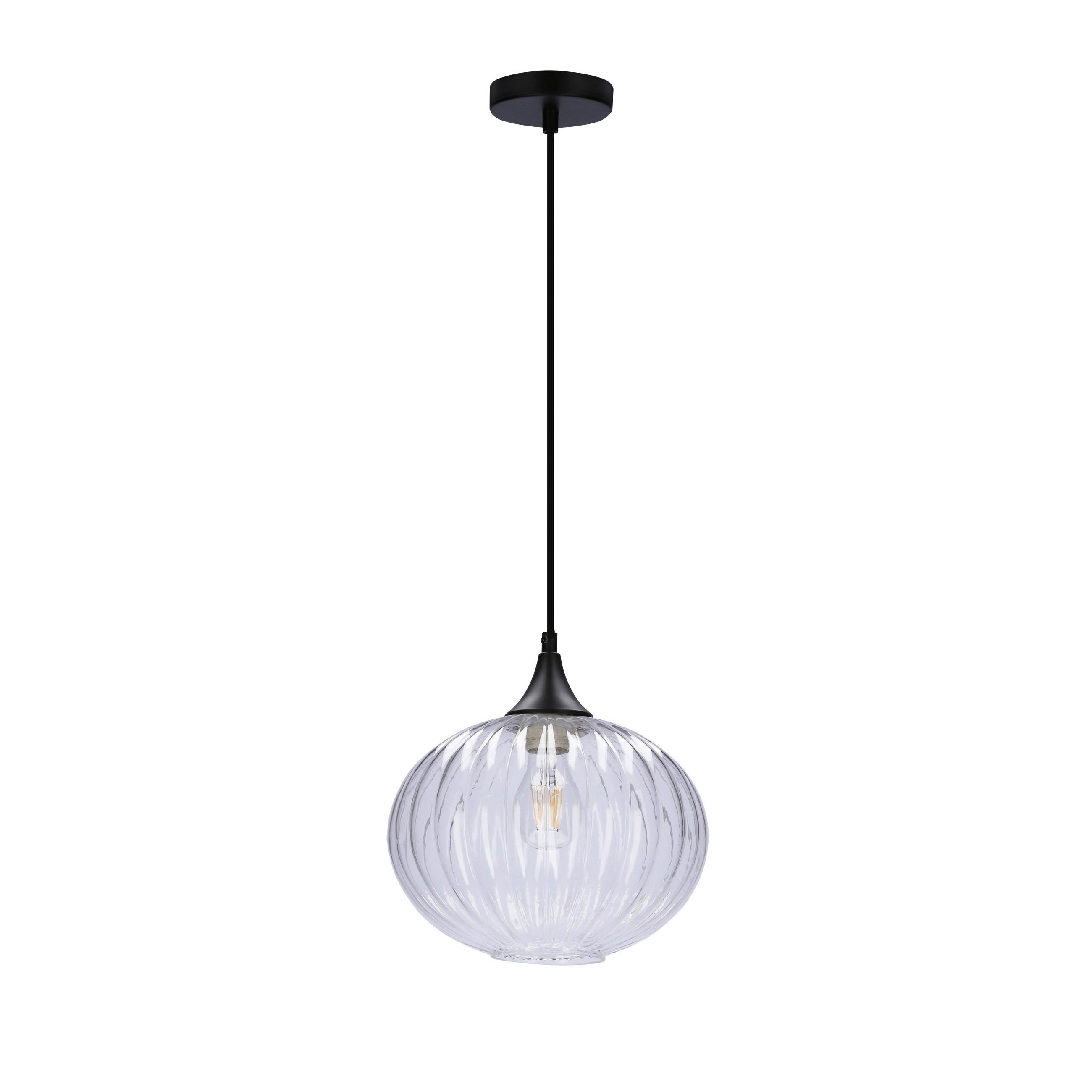 PENDELLEUCHTE 24/24/90 cm  - Schwarz, Design, Glas/Metall (24/24/90cm)