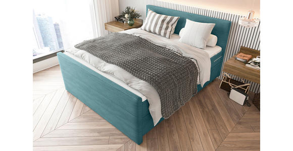 BOXSPRINGBETT 180/200 cm  in Türkis  - Türkis/Schwarz, KONVENTIONELL, Textil/Metall (180/200cm) - Carryhome