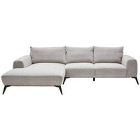 ECKSOFA in Webstoff Hellgrau  - Hellgrau/Schwarz, Design, Textil/Metall (187/298cm) - Stylife