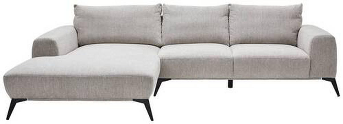 ECKSOFA in Webstoff Hellgrau  - Hellgrau/Schwarz, Design, Textil/Metall (187/298cm) - Stylife