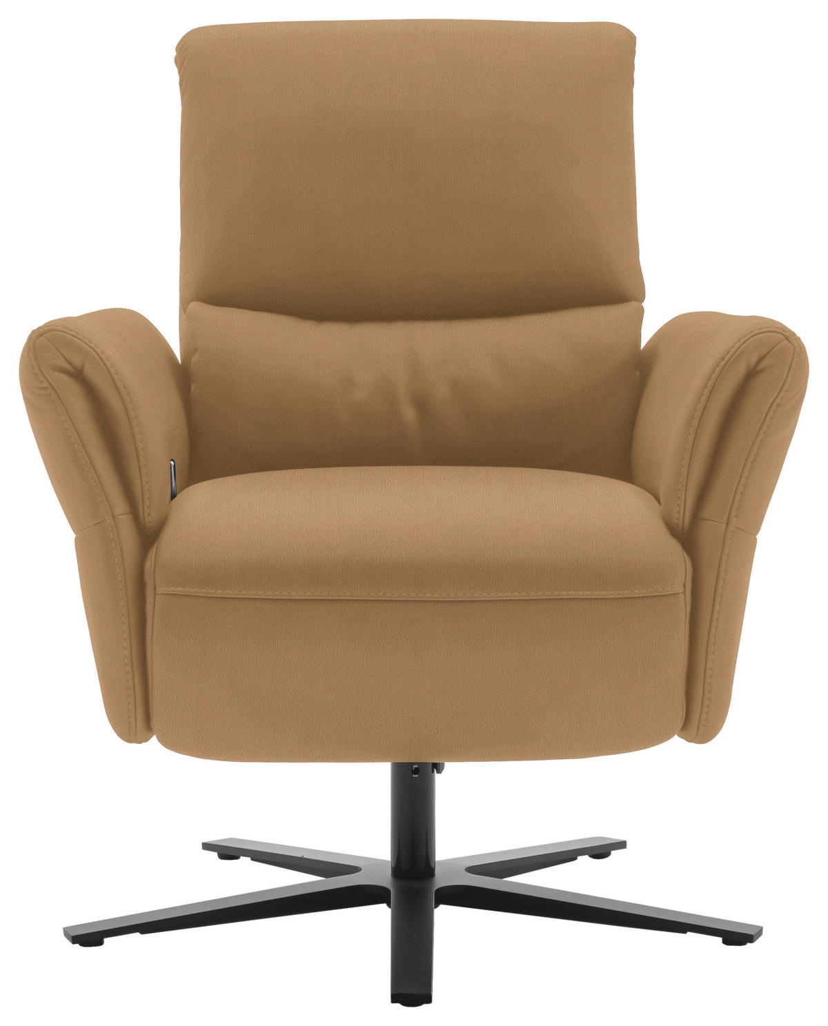 RELAXSESSEL Echtleder Relaxfunktion, Kopfteilverstellung, Nackenkissen    - Schwarz/Honig, Design, Leder/Metall (81/118/82cm) - Schöner Wohnen