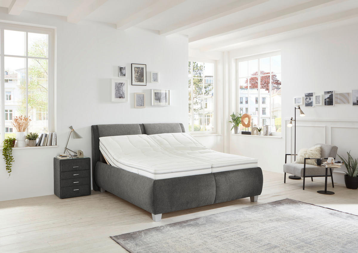ČALOUNĚNÁ POSTEL, 180/200 cm, šedá, modrošedá - bílá/šedá, Design, dřevo/kompozitní dřevo (180/200cm) - Beldomo - Sleep