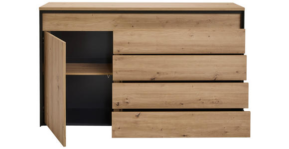 SIDEBOARD in 154/91/42 cm - Schwarz/Eiche Artisan, Design, Holzwerkstoff (154/91/42cm) - Hom`in
