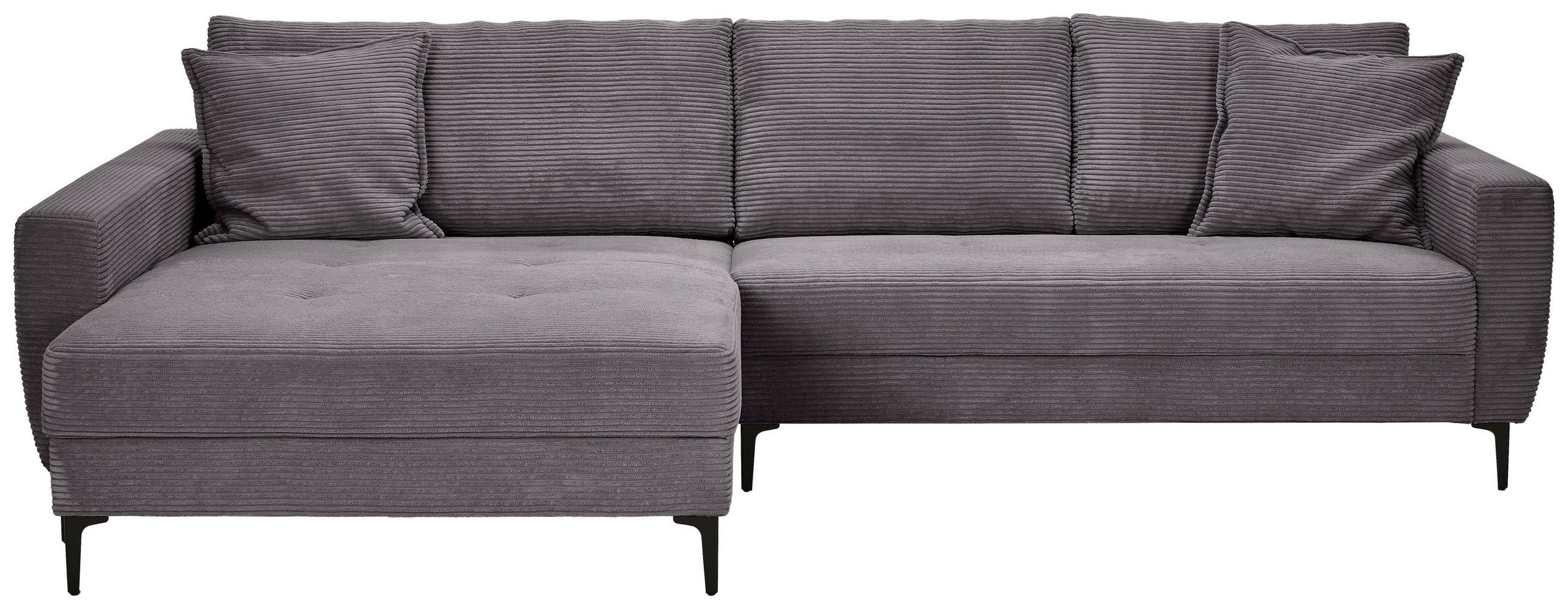 ECKSOFA in Cord Dunkelgrau  - Dunkelgrau/Schwarz, Design, Textil/Metall (174/283cm) - Xora