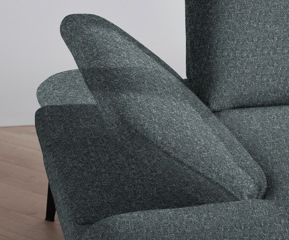 ECKSOFA in Webstoff Grau  - Schwarz/Grau, Design, Textil/Metall (289/180cm) - Stylife