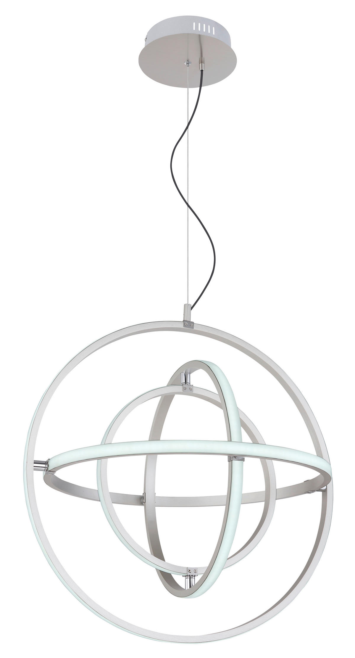 LED-HÄNGLAMPA 58/150 cm  - opal/nickelfärgad, Basics, metall/plast (58/150cm) - Globo