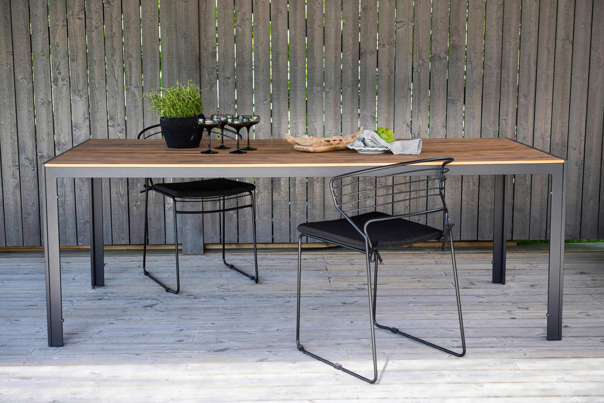 GARTENTISCH 205/90/74 cm  - Schwarz/Naturfarben, KONVENTIONELL, Holz/Metall (205/90/74cm) - Gardenson