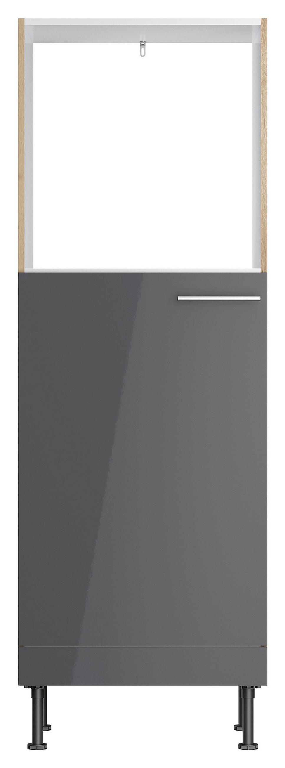 GERÄTEUMBAUSCHRANK 60/176,6/58,1 cm  in Anthrazit, Wildeiche  - Wildeiche/Edelstahlfarben, Basics, Holzwerkstoff/Metall (60/176,6/58,1cm) - Optifit