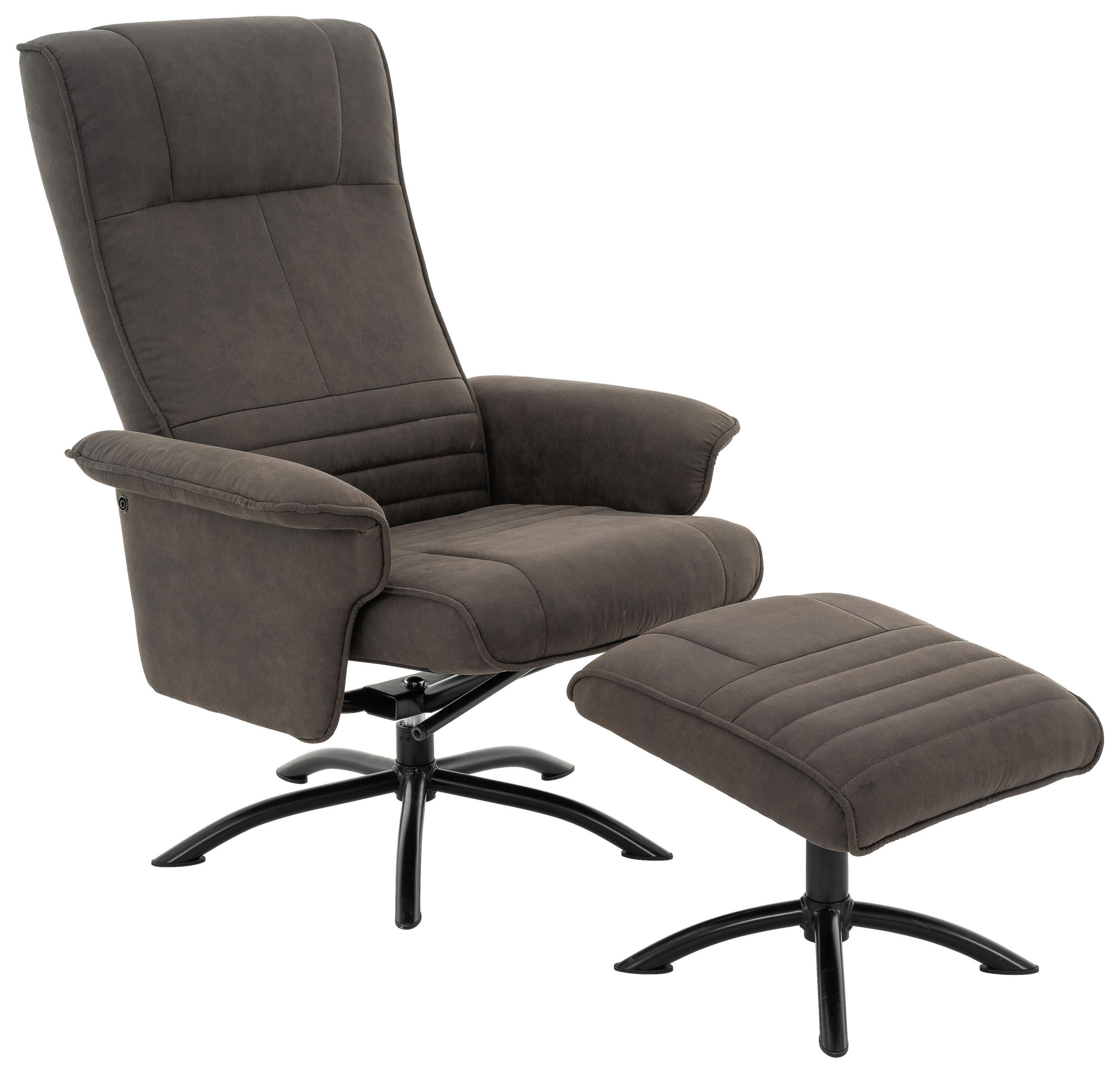 RELAXSESSELSET Mikrofaser Relaxfunktion, Hocker    - Anthrazit/Schwarz, Design, Textil/Metall (80/108/75cm) - Cantus