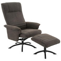 RELAXSESSELSET Mikrofaser Relaxfunktion, Hocker    - Anthrazit/Schwarz, Design, Textil/Metall (80/108/75cm) - Cantus